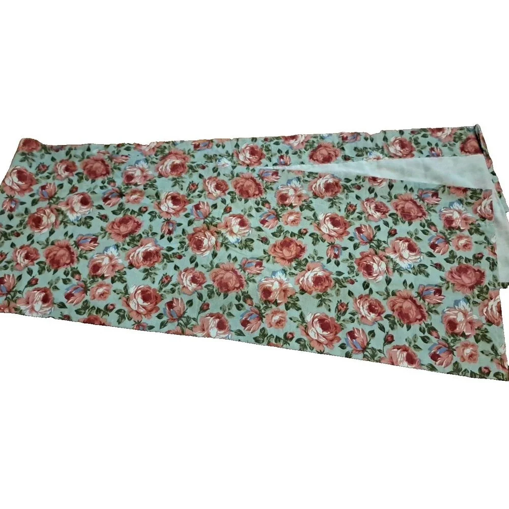 Pink Roses Valance Green Long Romantic Farmhouse Cottage Country 80x15